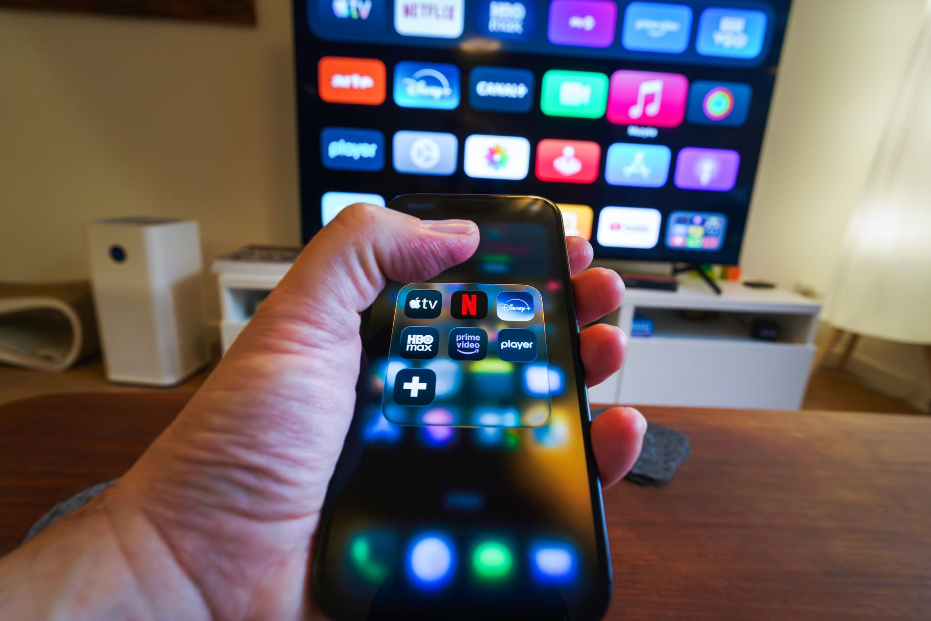Modern media device displaying digital and OTT streaming services